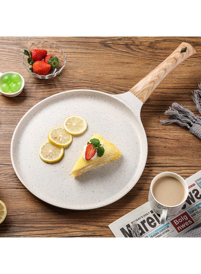 Non-Stick Frying Pan, Flat Skillet For Pancakes  Crepes, Induction Bottom Compatible With Gas  Electric Stoves, Wide Flat Base For Even Cooking, White Aluminum Cookware, 24cm - Image 3